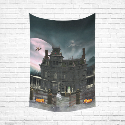 A creepy darkness halloween haunted house Cotton Linen Wall Tapestry 60"x 90"