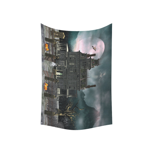 A creepy darkness halloween haunted house Cotton Linen Wall Tapestry 60"x 40"