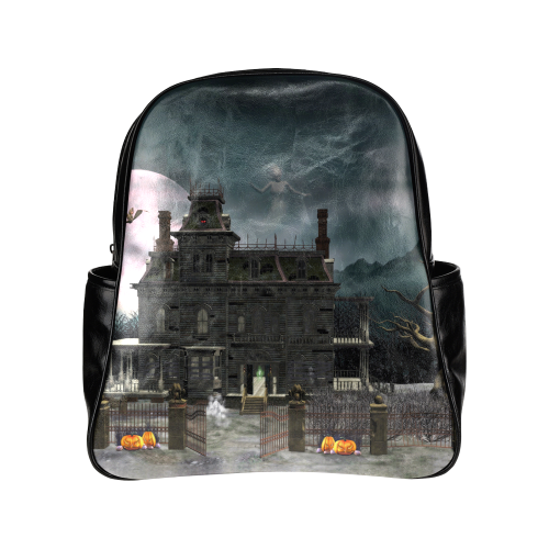 A creepy darkness halloween haunted house Multi-Pockets Backpack (Model 1636)