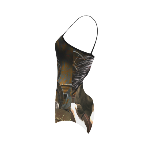 Steampunk, awesome horse with clocks and gears Strap Swimsuit ( Model S05)