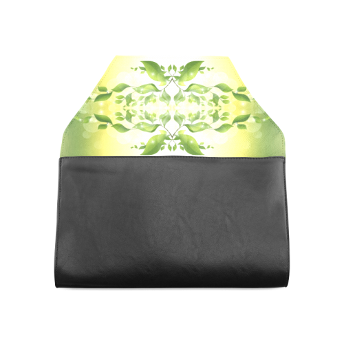 MAGIC LEAVES Kaleidoscope green yellow Clutch Bag (Model 1630)