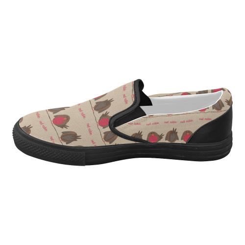 Red Robin Pattern Women's Slip-on Canvas Shoes (Model 019)