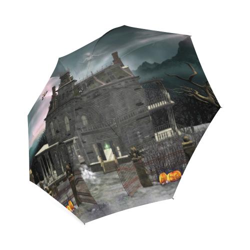A creepy darkness halloween haunted house Foldable Umbrella (Model U01)