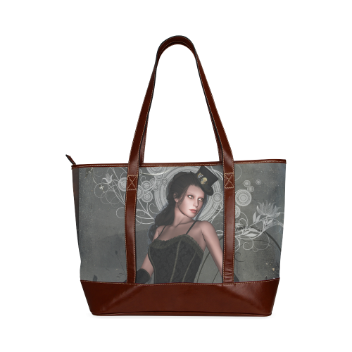 The dark lady with flowers, victorian Tote Handbag (Model 1642)