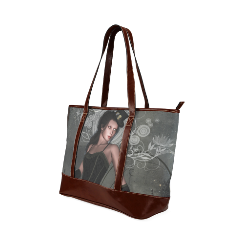 The dark lady with flowers, victorian Tote Handbag (Model 1642)