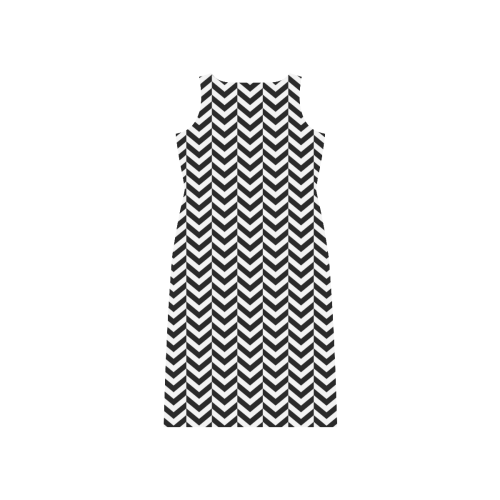Black and White Offset Chevron Phaedra Sleeveless Open Fork Long Dress (Model D08)