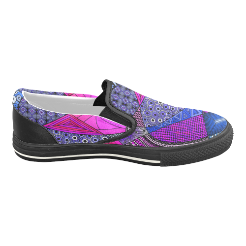Pink Purple Blue Tangles by ArtformDesigns Women's Unusual Slip-on Canvas Shoes (Model 019)