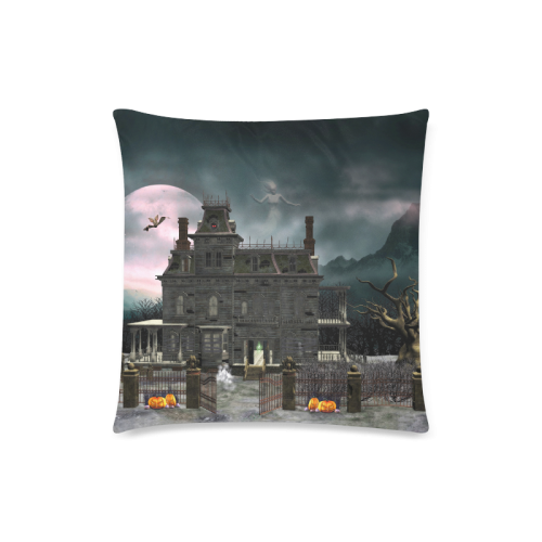 A creepy darkness halloween haunted house Custom Zippered Pillow Case 18"x18"(Twin Sides)