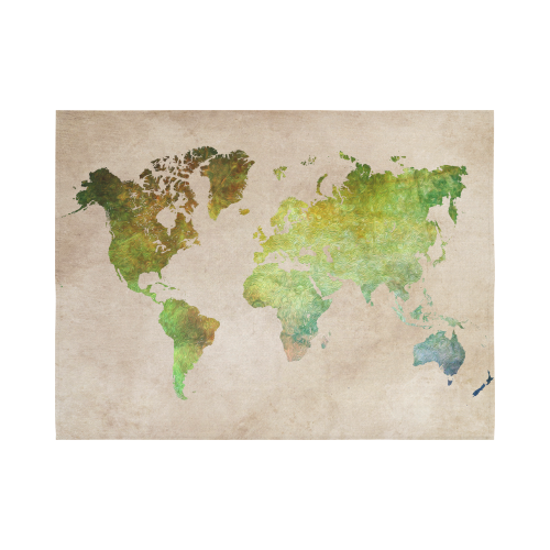 world map 32 Cotton Linen Wall Tapestry 80"x 60"