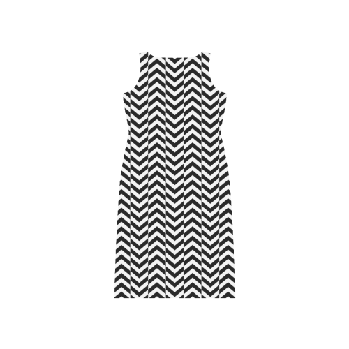 Black and White Offset Zigzag Phaedra Sleeveless Open Fork Long Dress (Model D08)