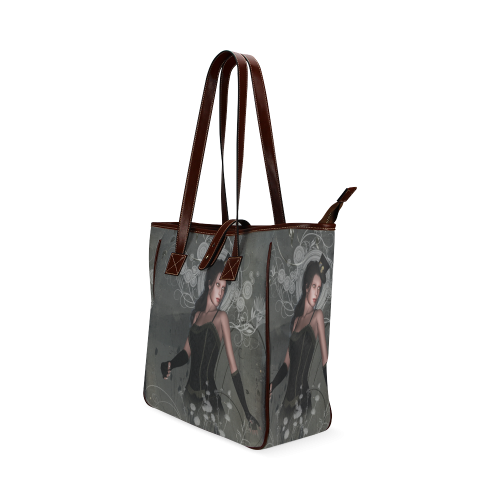 The dark lady with flowers, victorian Classic Tote Bag (Model 1644)