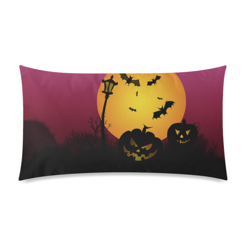 Spooky Halloween pumpkins and bats in pink Rectangle Pillow Case 20"x36"(Twin Sides)