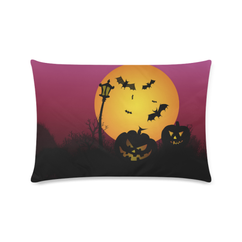 Spooky Halloween pumpkins and bats in pink Custom Rectangle Pillow Case 16"x24" (one side)