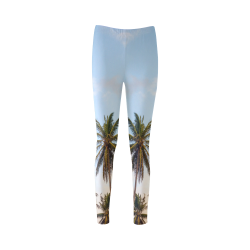 Chilling Tropical Palm Trees Blue Sky Scene Cassandra Women's Leggings (Model L01)