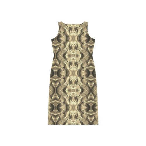 Gold Fabric Pattern Design Phaedra Sleeveless Open Fork Long Dress (Model D08)