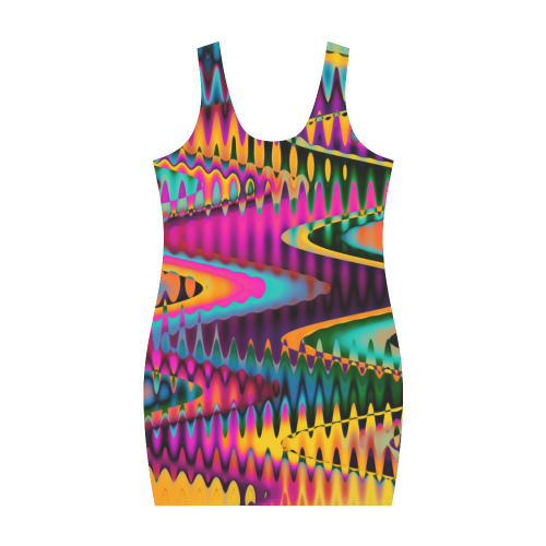 WAVES DISTORTION chevrons multicolored Medea Vest Dress (Model D06)