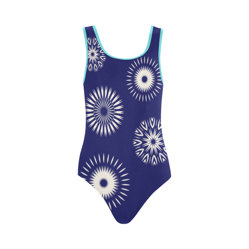 Star dust floral design Vest One Piece Swimsuit (Model S04)