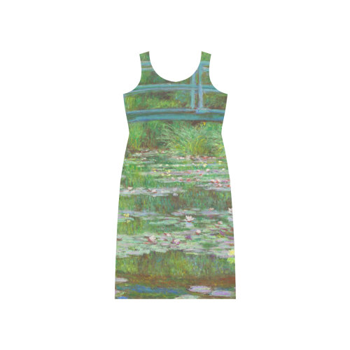 Monet Japanese Bridge Water Lily Pond Phaedra Sleeveless Open Fork Long Dress (Model D08)