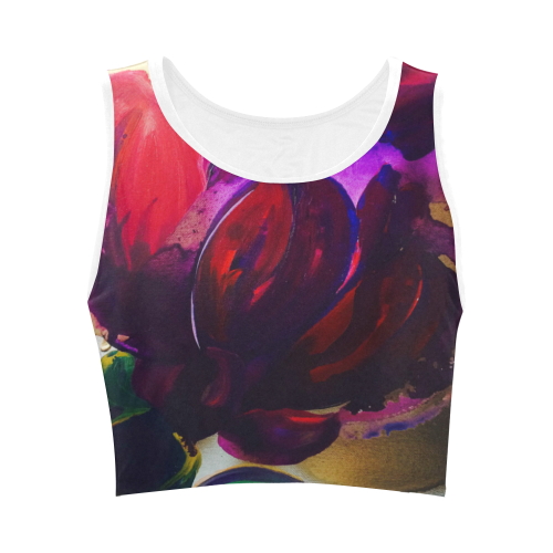 Purple Poppies Flowers Women's Crop Top (Model T42)