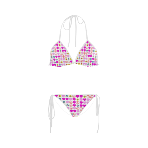 peace and love, pink Custom Bikini Swimsuit