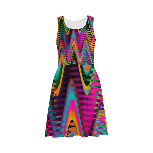 WAVES DISTORTION chevrons multicolored Atalanta Sundress (Model D04)