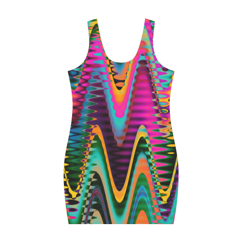 WAVES DISTORTION chevrons multicolored Medea Vest Dress (Model D06)