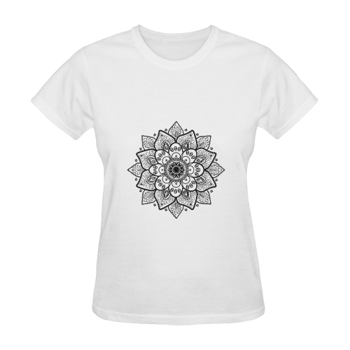 Black floral mandala Sunny Women's T-shirt (Model T05)