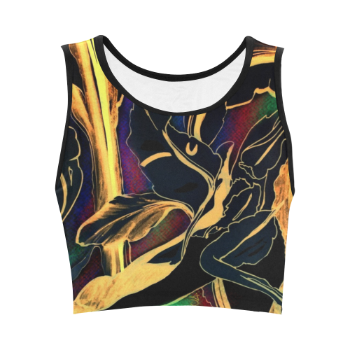 Blue Succulent Colorful golden night Women's Crop Top (Model T42)