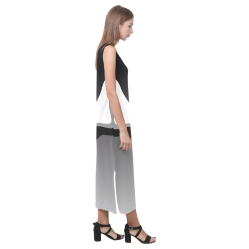 black slur Phaedra Sleeveless Open Fork Long Dress (Model D08)