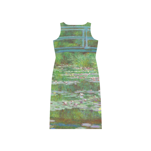 Monet Japanese Bridge Water Lily Pond Phaedra Sleeveless Open Fork Long Dress (Model D08)