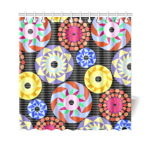 Colorful Retro Circular Pattern Shower Curtain 69"x70"