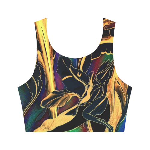 Blue Succulent Colorful golden night Women's Crop Top (Model T42)