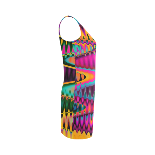 WAVES DISTORTION chevrons multicolored Medea Vest Dress (Model D06)