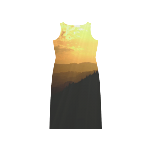 Sunset Horse Silhouette Phaedra Sleeveless Open Fork Long Dress (Model D08)