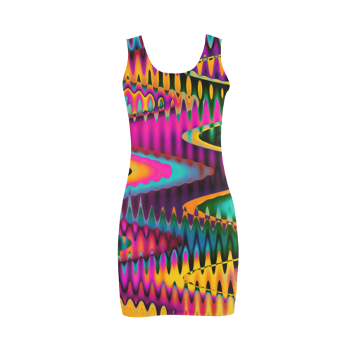 WAVES DISTORTION chevrons multicolored Medea Vest Dress (Model D06)