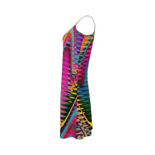 WAVES DISTORTION chevrons multicolored Alcestis Slip Dress (Model D05)