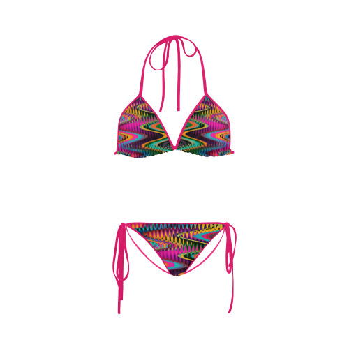 WAVES DISTORTION chevrons multicolored Custom Bikini Swimsuit