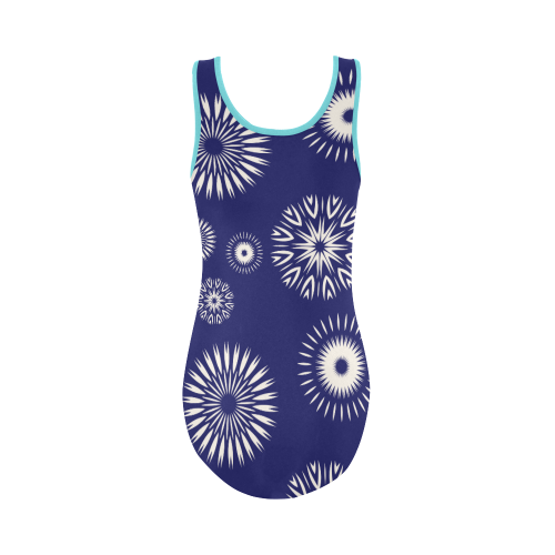 Star dust floral design Vest One Piece Swimsuit (Model S04)