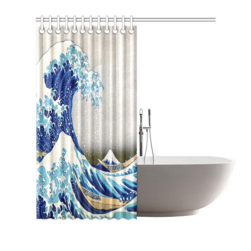 Great Wave Off Kanagawa Hokusai Shower Curtain 66"x72"