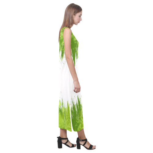 Green Splash Painting Phaedra Sleeveless Open Fork Long Dress (Model D08)