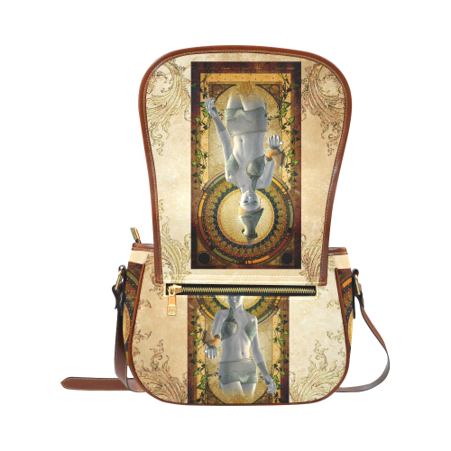 Wonderful fairy with bird on a frame Saddle Bag/Large (Model 1649)