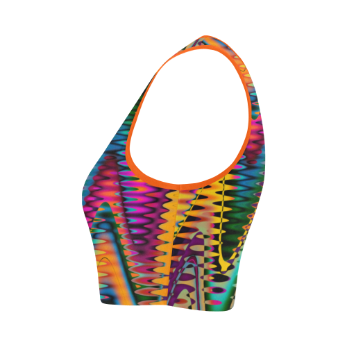 WAVES DISTORTION chevrons multicolored Women's Crop Top (Model T42)