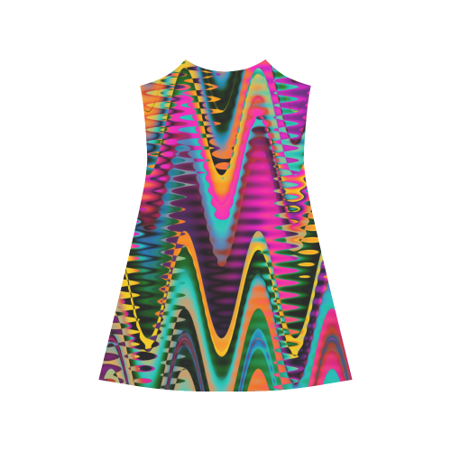 WAVES DISTORTION chevrons multicolored Alcestis Slip Dress (Model D05)