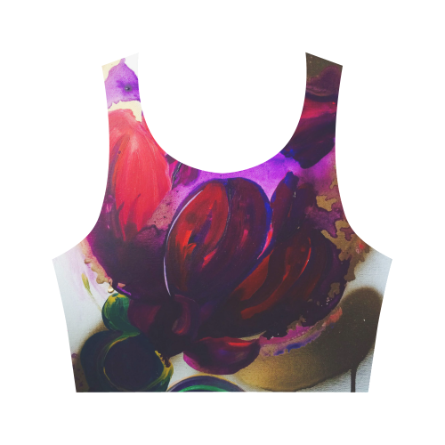 Purple Poppies Flowers Women's Crop Top (Model T42)