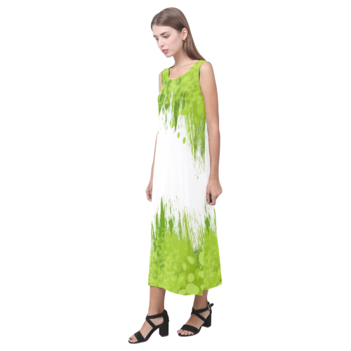 Green Splash Painting Phaedra Sleeveless Open Fork Long Dress (Model D08)