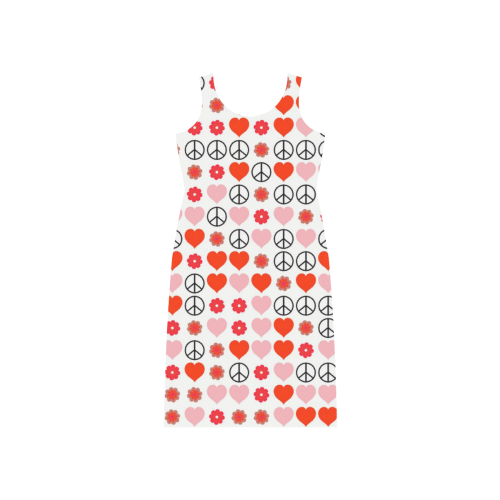 peace and love red Phaedra Sleeveless Open Fork Long Dress (Model D08)