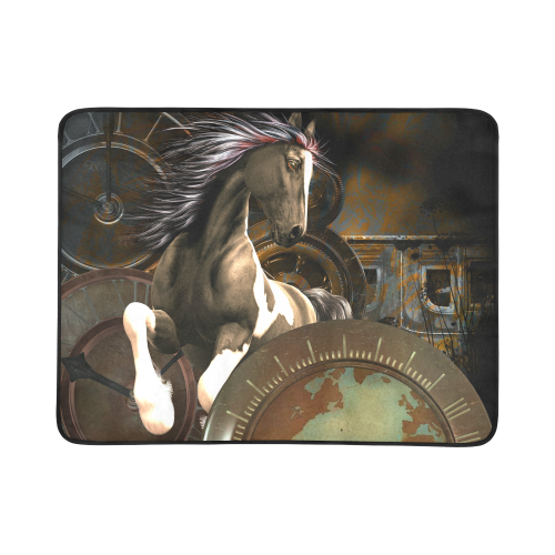 Steampunk, awesome horse with clocks and gears Beach Mat 78"x 60"