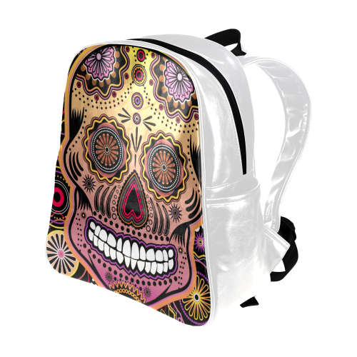 candy sugar skull Multi-Pockets Backpack (Model 1636)