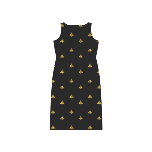 Gold Christmas Tree with Star Phaedra Sleeveless Open Fork Long Dress (Model D08)