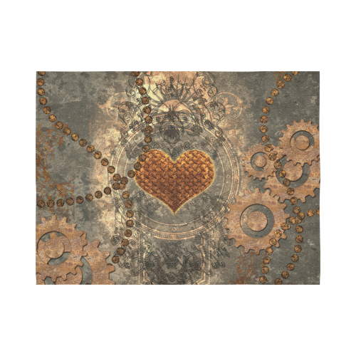 Steampuink, rusty heart with clocks and gears Cotton Linen Wall Tapestry 80"x 60"